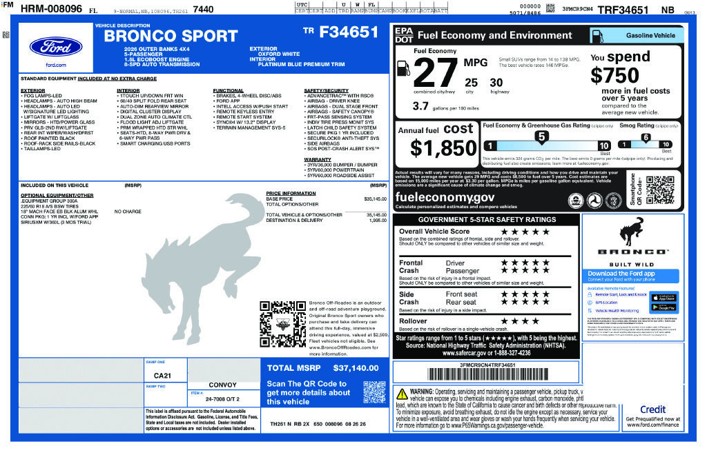 New 2026 Ford Bronco Sport Outer Banks AWD/4WD image 8