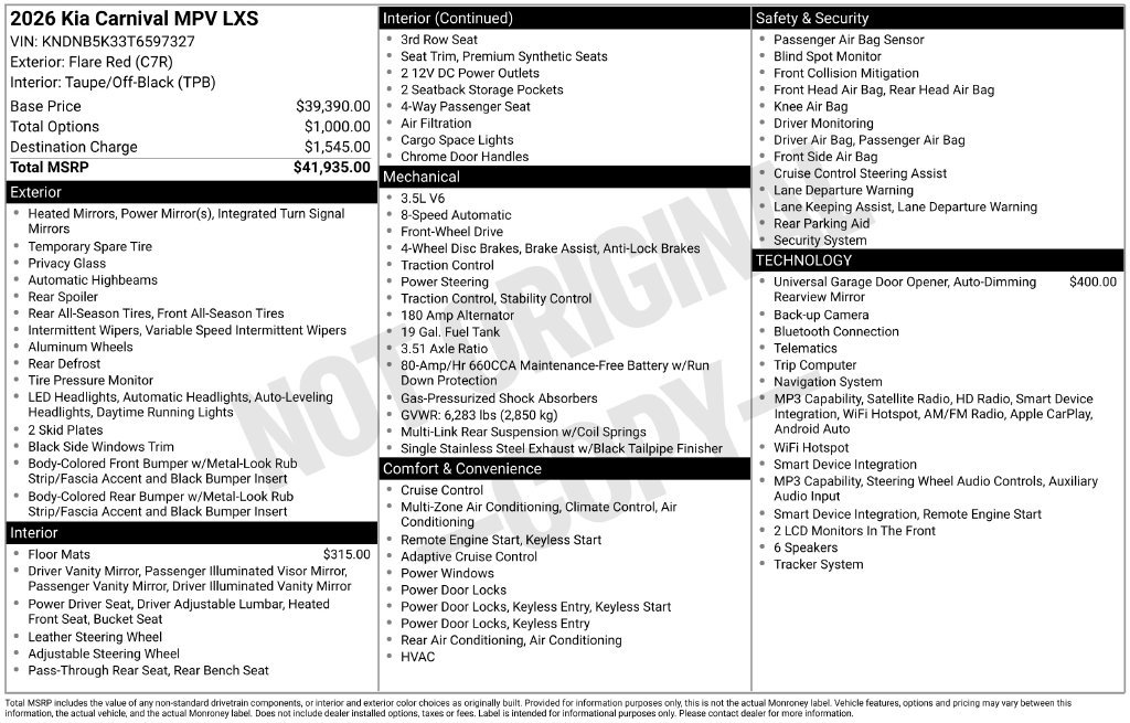 Certified 2026 Kia Carnival FWD image 2