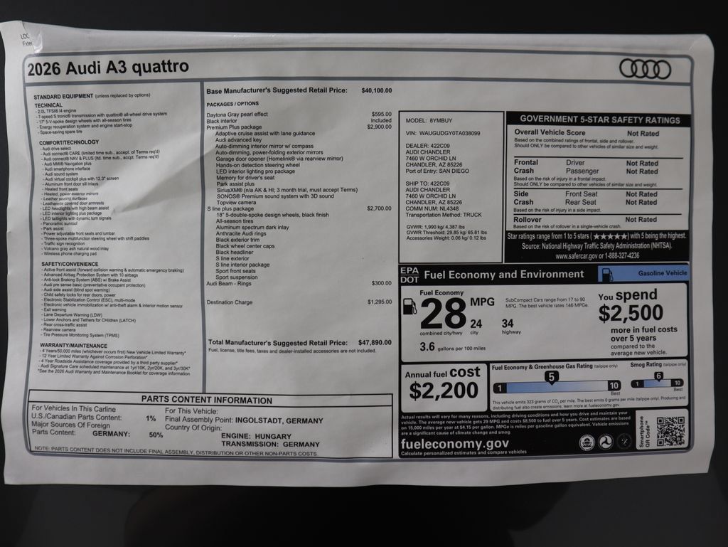 Used 2026 Audi A3 2.0T Premium Plus w/ Premium Plus Package AWD/4WD image 9