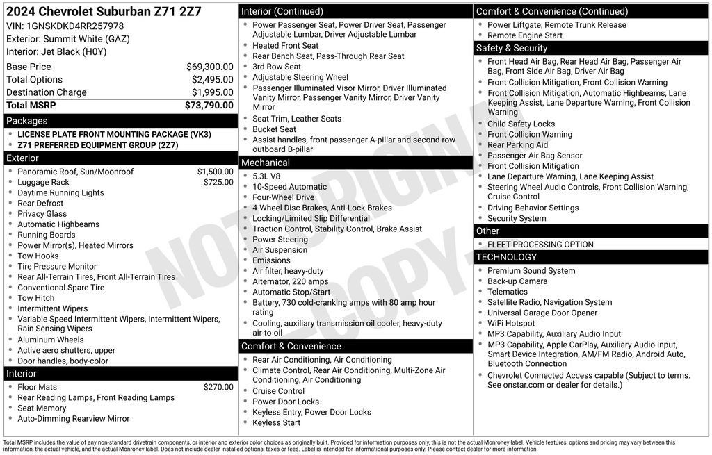 Used 2024 Chevrolet Suburban Z71 AWD/4WD image 2