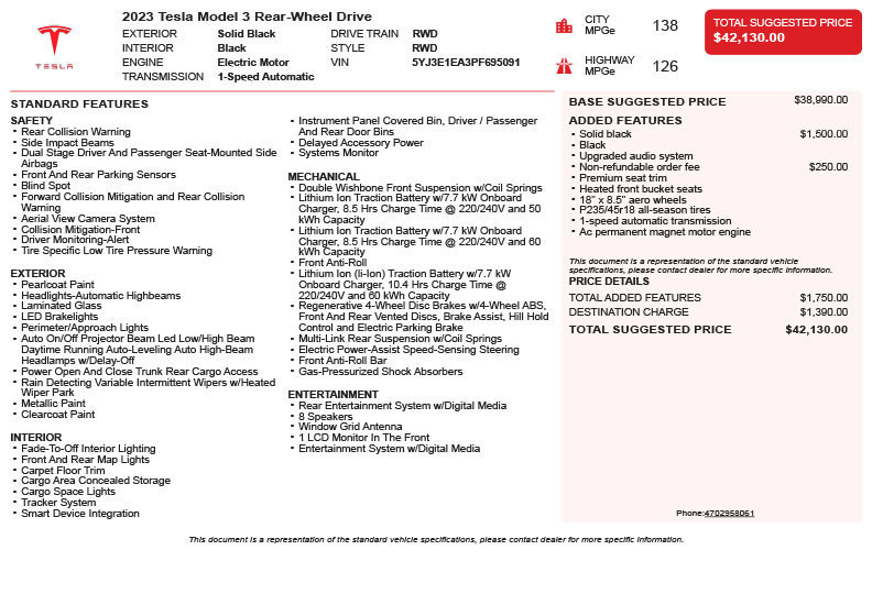 Used 2023 Tesla Model 3 Standard Range RWD image 3