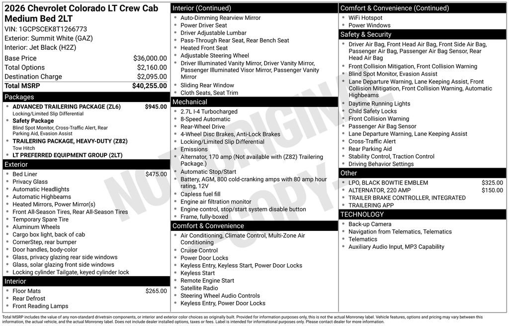 New 2026 Chevrolet Colorado LT w/ Advanced Trailering Package RWD image 33