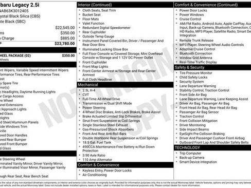 Used 2019 Subaru Legacy 2.5i w/ Alloy Wheel Package image 4