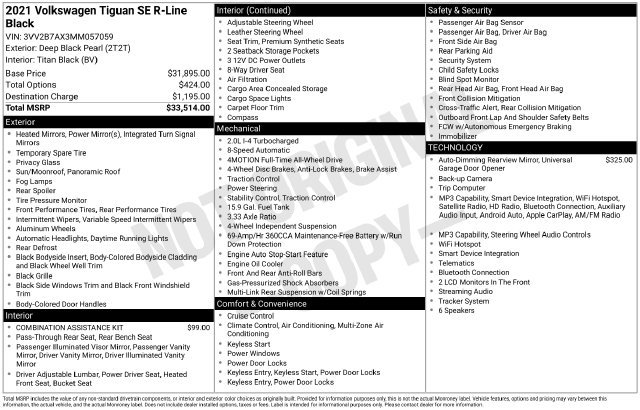 Used 2021 Volkswagen Tiguan SE R-Line AWD/4WD image 6