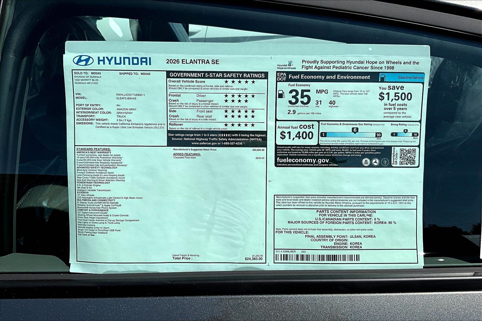 New 2026 Hyundai Elantra SE FWD image 13