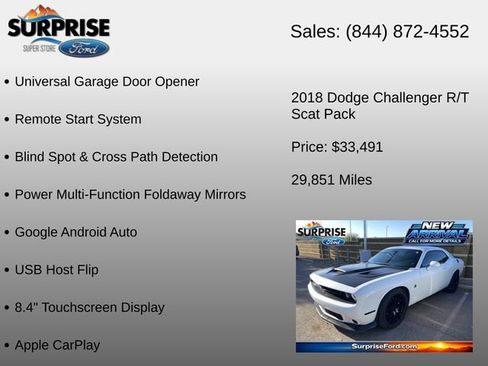 Used 2018 Dodge Challenger R/T Scat Pack w/ Leather Interior Group RWD image 16