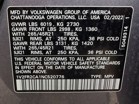 Used 2022 Volkswagen Atlas SEL Premium AWD/4WD image 9
