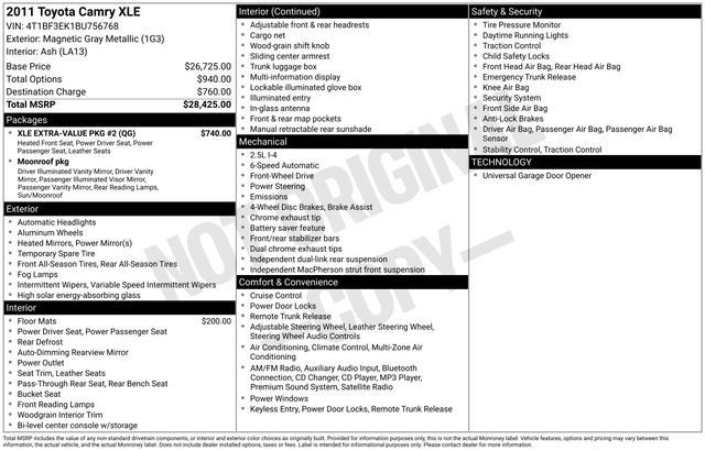 Used 2011 Toyota Camry XLE w/ XLE Extra-Value Pkg #2 FWD image 35