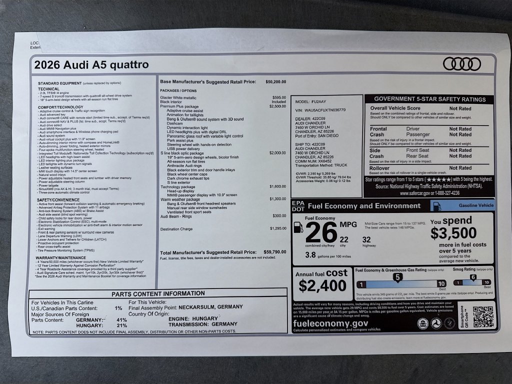 Used 2026 Audi A5 Premium Plus w/ Premium Plus Package AWD/4WD image 9
