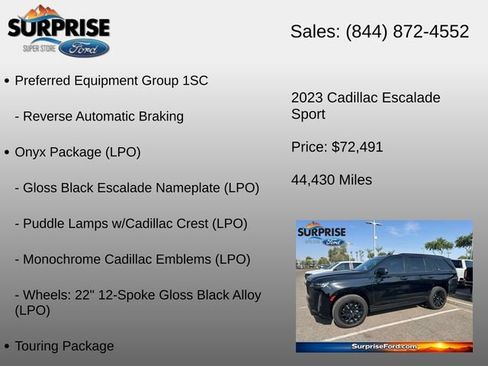 Used 2023 Cadillac Escalade Sport w/ LPO, ONYX Package AWD/4WD image 24