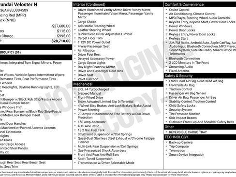 Used 2020 Hyundai Veloster N image 3