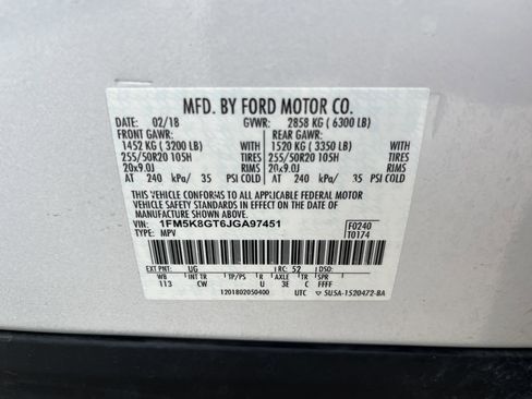 Used 2018 Ford Explorer Sport w/ Equipment Group 401A AWD/4WD image 5