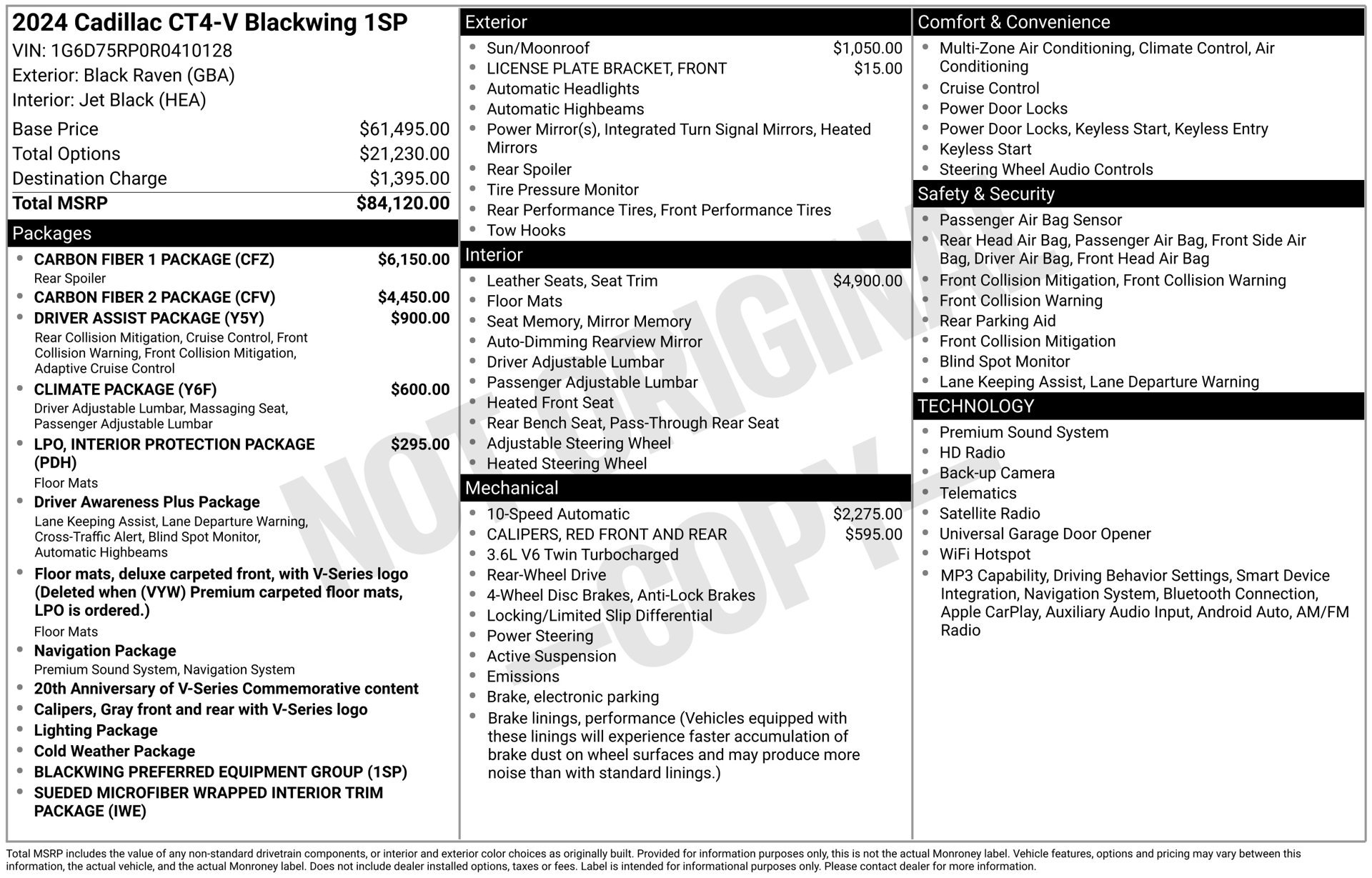 Certified 2024 Cadillac CT4 V Blackwing w/ Carbon Fiber 1 Package RWD image 52