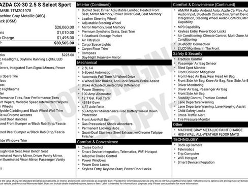 New 2026 MAZDA CX-30 AWD 2.5 S w/ Select Sport Pkg image 1