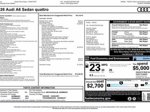 Used 2026 Audi A6 Premium Plus AWD/4WD image 2