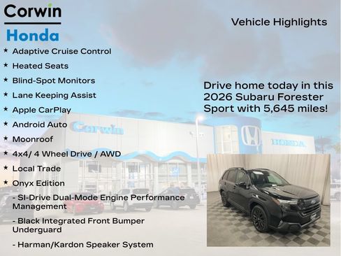 Used 2026 Subaru Forester Sport w/ Onyx Edition AWD/4WD image 6