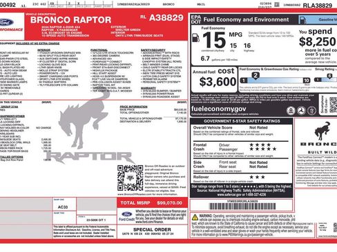 Used 2024 Ford Bronco Raptor w/ Interior Carbon Fiber Pack 6 image 45