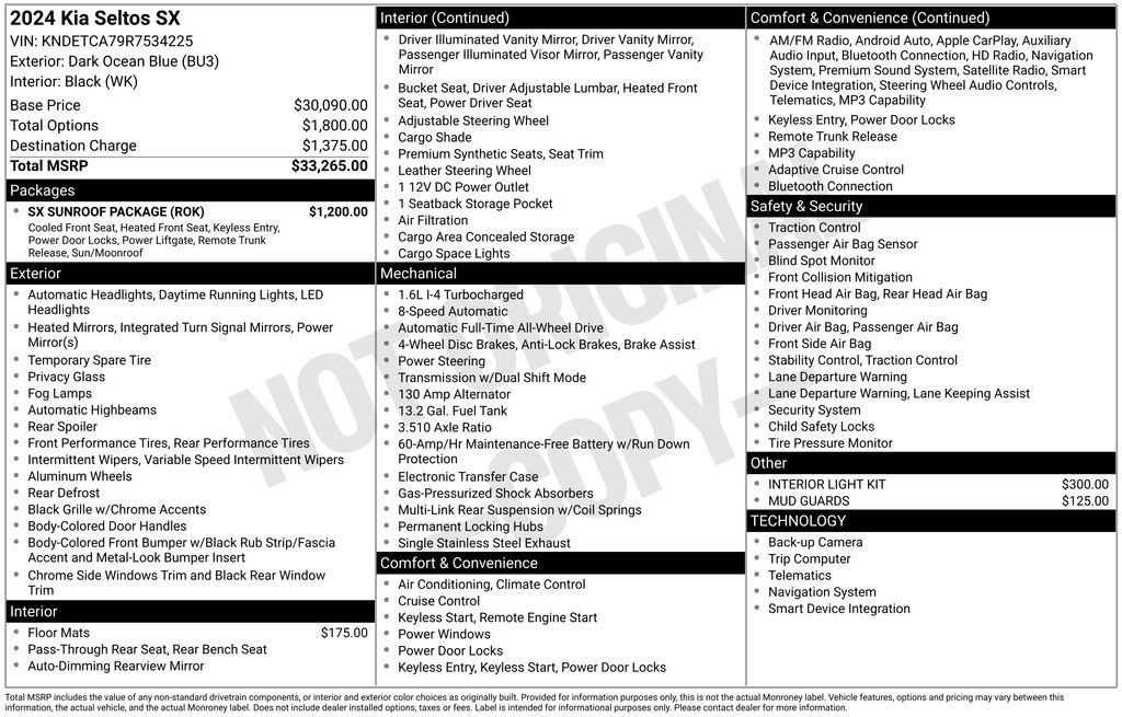 Used 2024 Kia Seltos SX w/ SX Sunroof Package AWD/4WD image 2