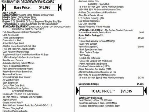Used 2025 Alfa Romeo Giulia w/ Veloce Package Rwd image 2
