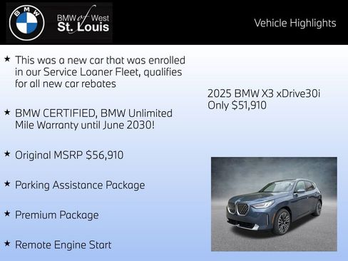 Certified 2025 BMW X3 xDrive30i w/ Premium Package image 8