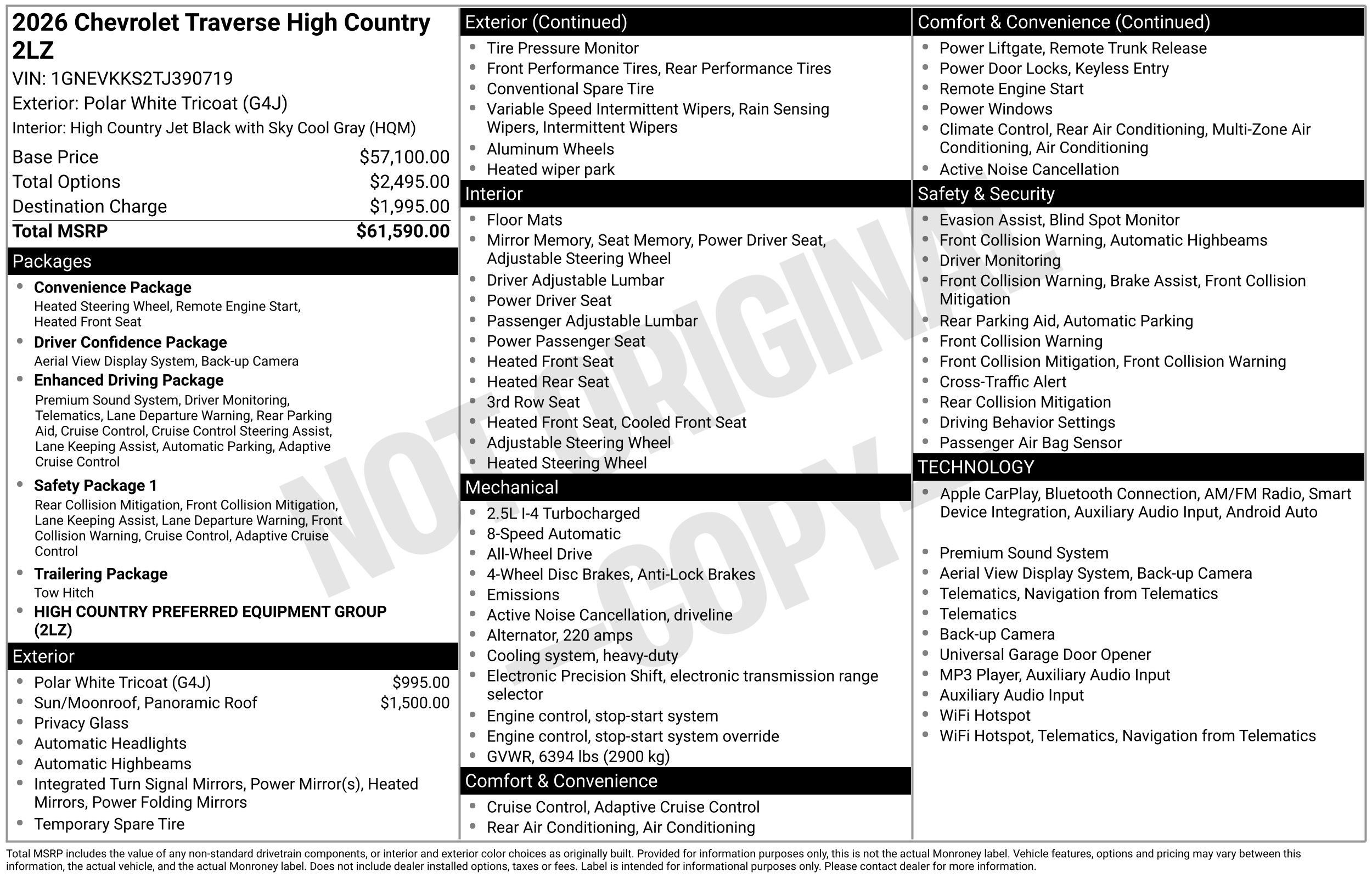 New 2026 Chevrolet Traverse High Country AWD/4WD image 3