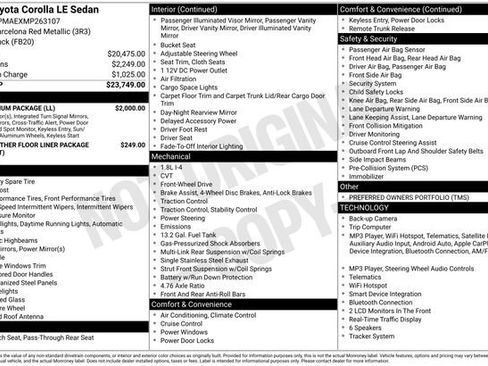 Used 2021 Toyota Corolla LE w/ LE Premium Package FWD image 32