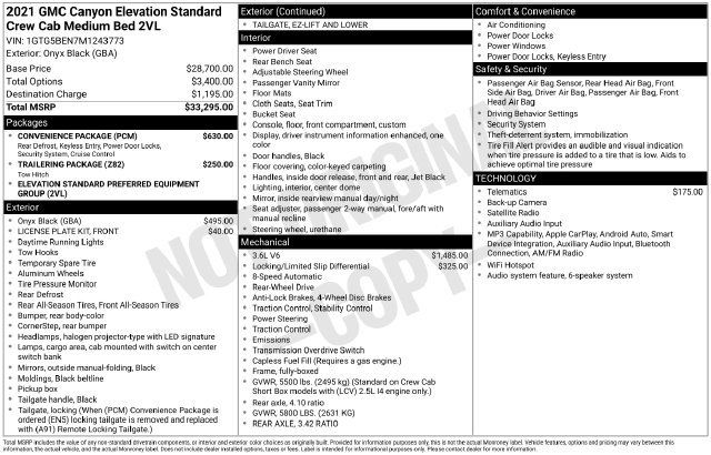 Used 2021 GMC Canyon Elevation Standard w/ Convenience Package RWD image 26