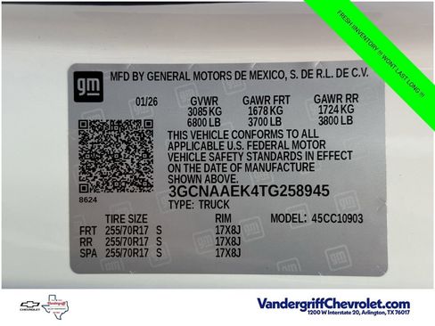 New 2026 Chevrolet Silverado 1500 W/T w/ Trailering Package RWD image 21