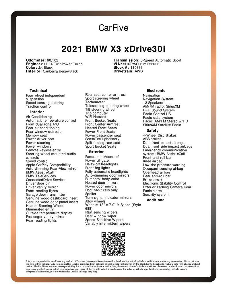 Used 2021 BMW X3 xDrive30i AWD/4WD image 30