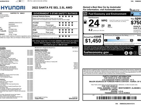 Used 2022 Hyundai Santa Fe SEL w/ Convenience Package AWD/4WD image 51