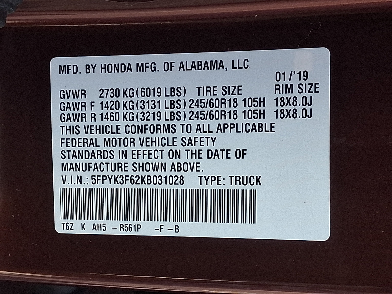 Used 2019 Honda Ridgeline RTL-T image 29