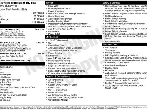 Used 2021 Chevrolet TrailBlazer RS w/ Technology Package FWD image 7