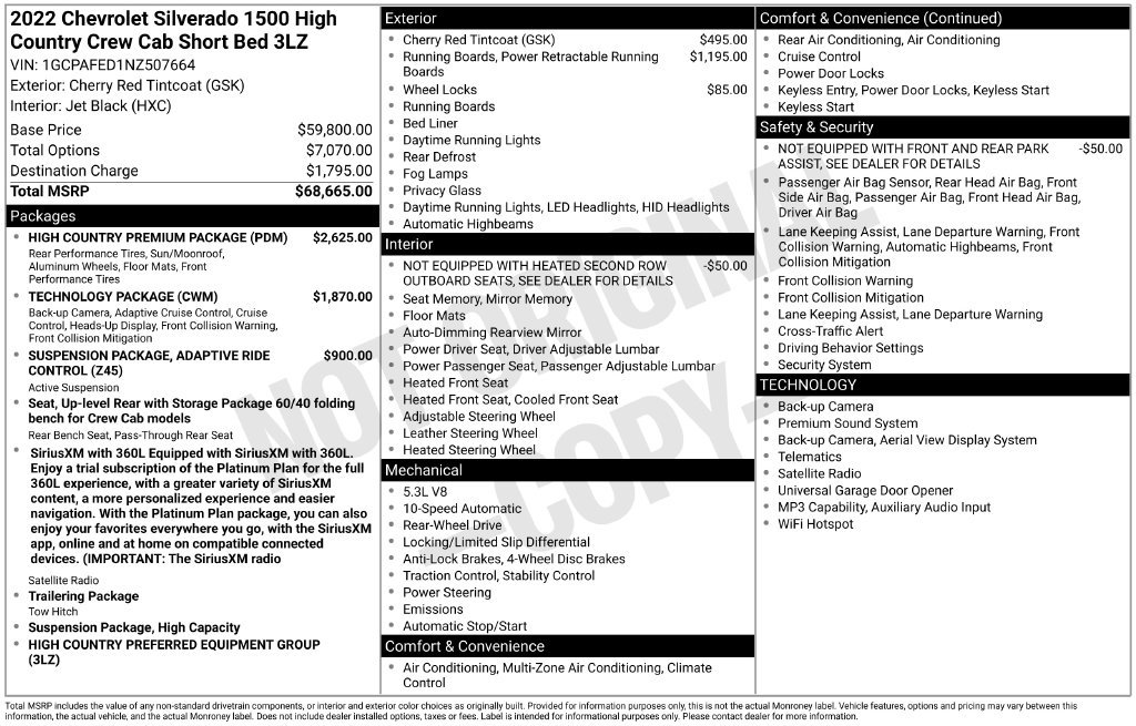 Used 2022 Chevrolet Silverado 1500 High Country w/ High Country Premium Package RWD image 10