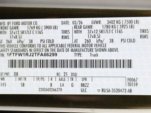 Used 2026 Ford F150 Raptor w/ Equipment Group 803A Raptor R AWD/4WD image 56