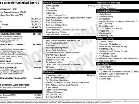 Used 2021 Jeep Wrangler Unlimited Sport w/ Sun And Sound Package AWD/4WD image 32
