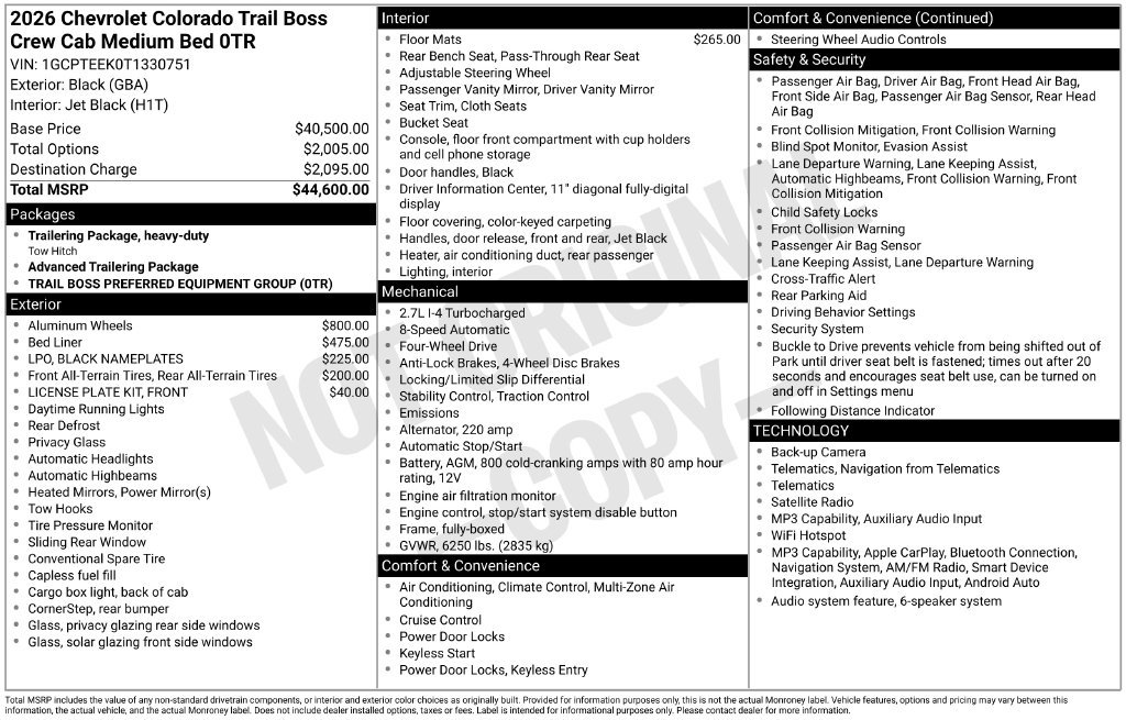 New 2026 Chevrolet Colorado Trail Boss AWD/4WD image 35