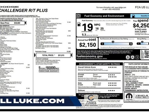 Certified 2022 Dodge Challenger R/T w/ Plus Package RWD image 1