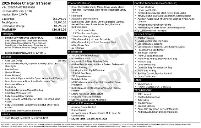 New 2026 Dodge Charger R/T w/ Driver Convenience Group AWD/4WD image 6