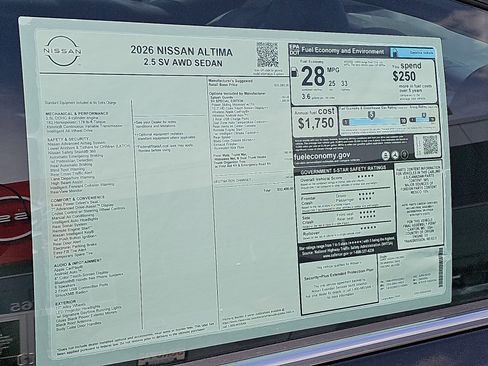 New 2026 Nissan Altima 2.5 SV w/ SV Special Edition Package image 19