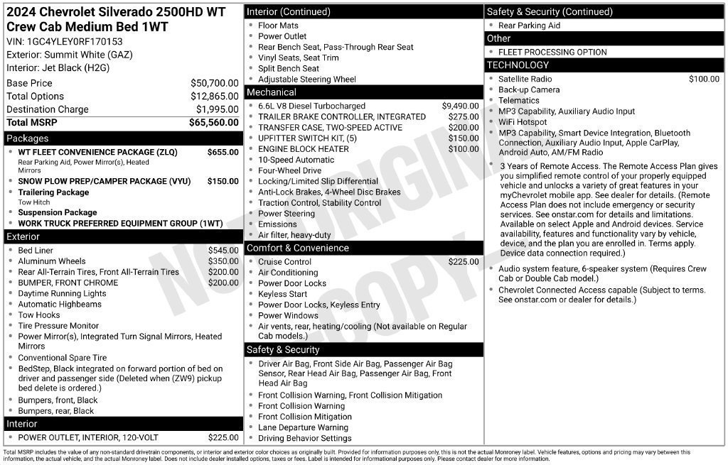 Used 2024 Chevrolet Silverado 2500 W/T w/ WT Fleet Convenience Package AWD/4WD image 35
