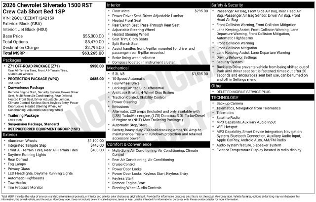 New 2026 Chevrolet Silverado 1500 RST w/ Z71 Off-Road Package AWD/4WD image 27
