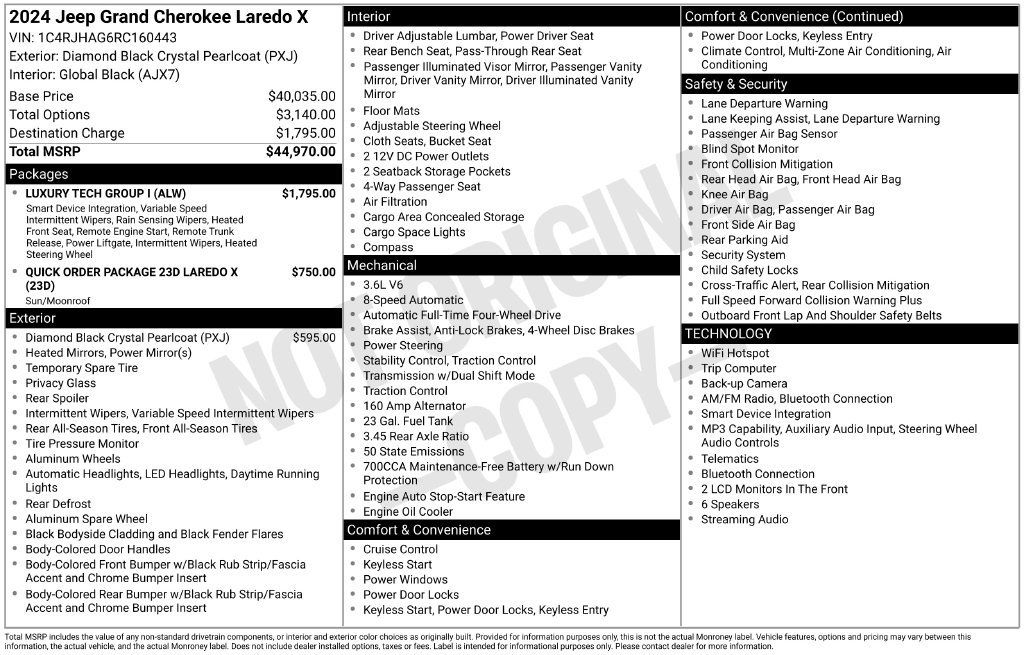 Certified 2024 Jeep Grand Cherokee Laredo X w/ Luxury Tech Group I AWD/4WD image 44