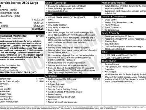 Used 2020 Chevrolet Express 2500 w/ Driver Convenience Package RWD image 2