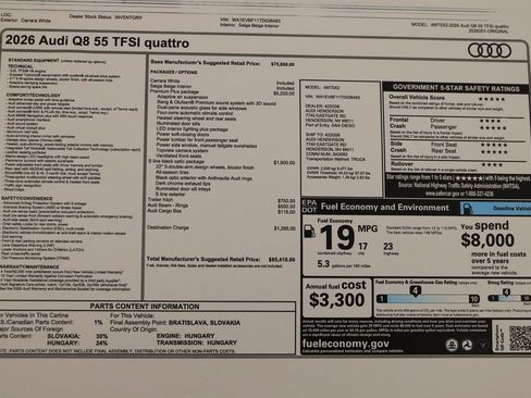 New 2026 Audi Q8 Premium Plus AWD/4WD image 33