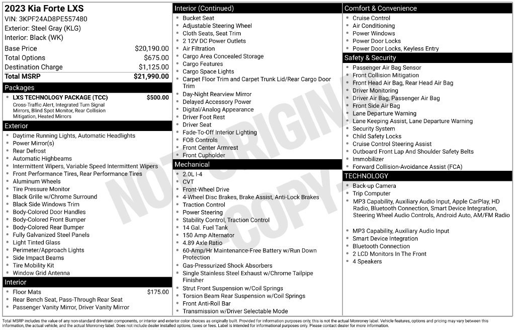 Certified 2023 Kia Forte LXS w/ LXS Technology Package FWD image 34