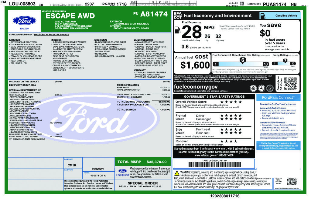 Used 2023 Ford Escape Active w/ Tech Pack #2 AWD/4WD image 5