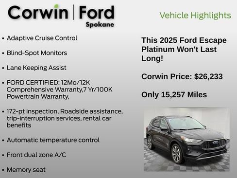Certified 2025 Ford Escape Platinum image 7