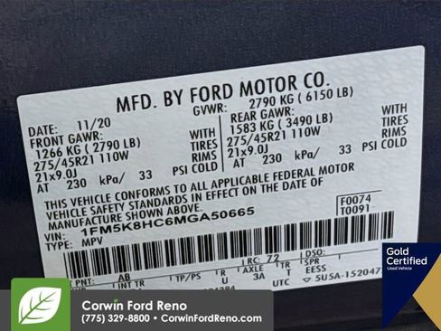 Certified 2021 Ford Explorer Platinum w/ Equipment Group 601A image 38