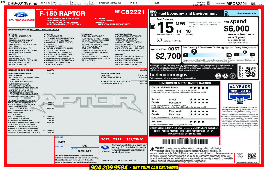 Used 2021 Ford F150 Raptor w/ Raptor 37 Performance Package AWD/4WD image 2