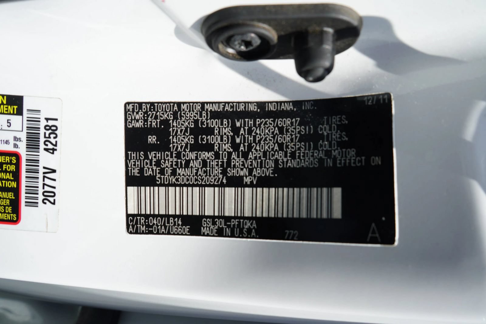 Used 2012 Toyota Sienna XLE FWD image 14